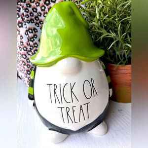 Rae Dunn TRICK OR TREAT Halloween Gnome Ceramic Decor NWT